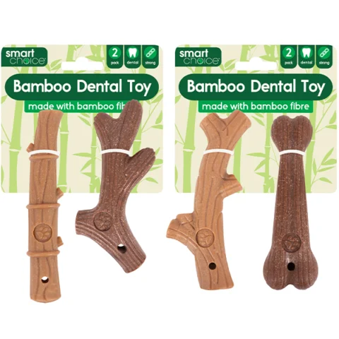 Smart Choice Bamboo Dental Dog Toy 2 Pack Assorted