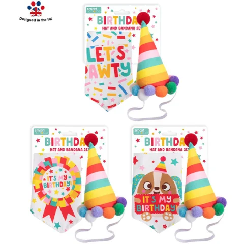 Smart Choice Bandanna & Party Hat For Dogs Set Assorted
