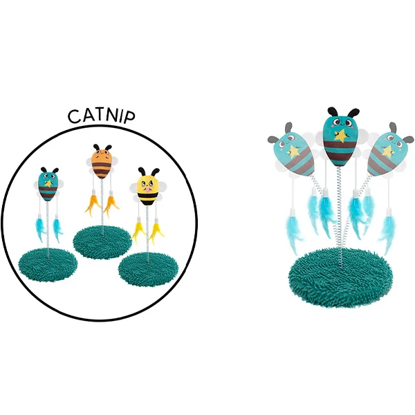 Smart Choice Catnip Bumblebee Feather Swatter Cat Toy 20cm Assorted Colours