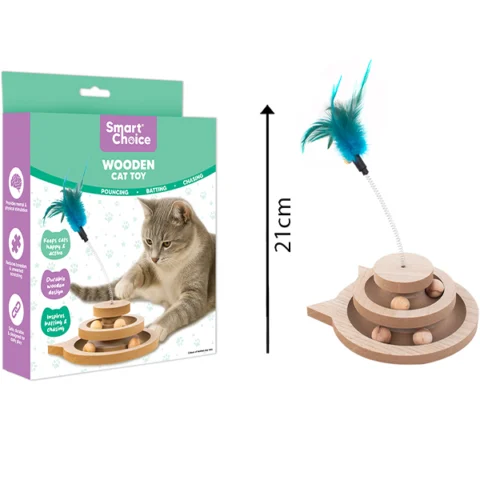 Smart Choice Catnip Interactive Wooden Ball Tower Cat Toy 21cm