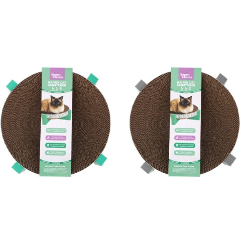 Smart Choice Catnip Raised Round Cardboard Cat Scratcher 34cm Assorted Colours