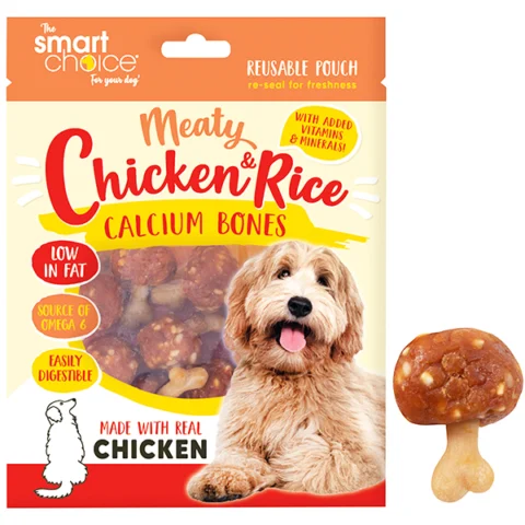 Smart Choice Chicken & Rice Calcium Bone Dog Treats 10 Pack 125g