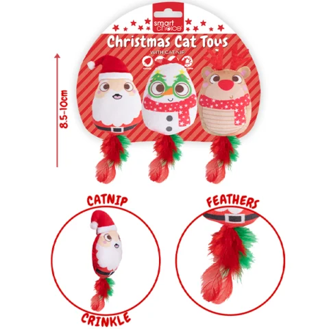 Smart Choice Christmas Catnip Feathers Cat Toys 3 Pack