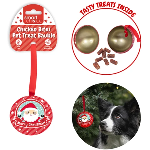 Smart Choice Christmas Chicken Bites Dog Treats Bauble 30g