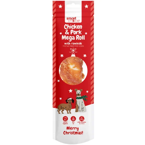 Smart Choice Christmas Chicken & Pork Rawhide Mega Roll Dog Treat 90g