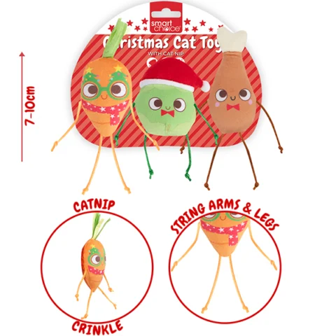 Smart Choice Christmas Dinner Catnip Cat Toys 3 Pack