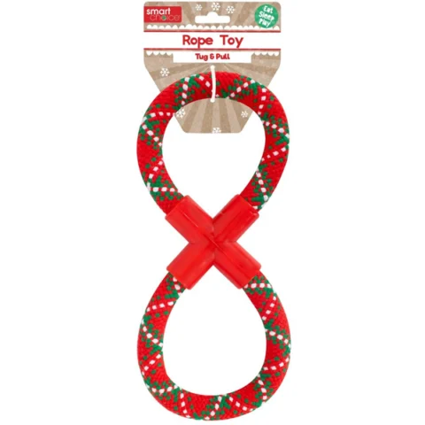 Smart Choice Christmas Figure Of 8 Rope Tug Dog Toy 25cm