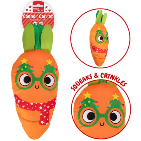 Smart Choice Christmas Large Plush Connor Carrot Dog Toy 40cm