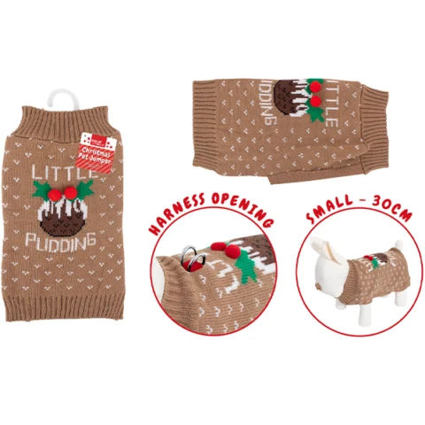 Smart Choice Christmas Little Pudding Dog Jumper Small 30cm
