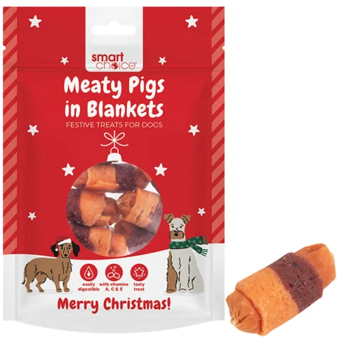 Smart Choice Christmas Meaty Pigs in Blankets Dog Treats 8 Pack 100g