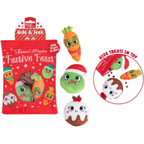 Smart Choice Christmas Plush Hide & Seek Dog Toys 4 Pack