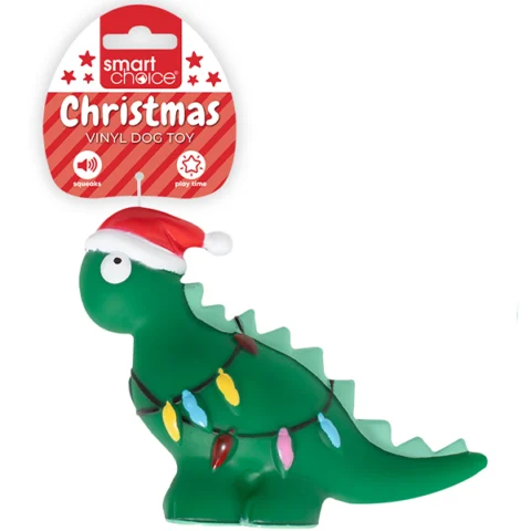 Smart Choice Christmas Squeaky Vinyl Dinosaur Dog Toy 11.5cm