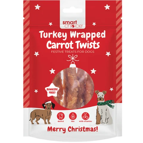 Smart Choice Christmas Turkey-Wrapped Carrot Twists Dog Treats 100g