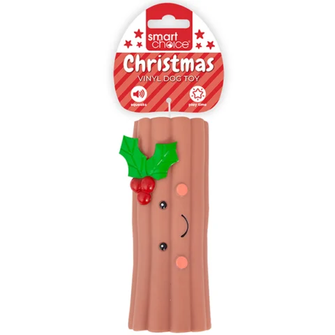 Smart Choice Christmas Vinyl Yule Log Dog Toy 15cm