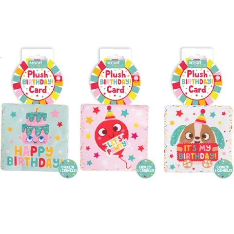 Smart Choice Crinkle Plush Birthday Card Dog Toy Assorted