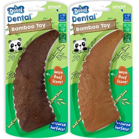 Smart Choice Dental Bamboo Beef Scented Horn Dog Toy 17cm