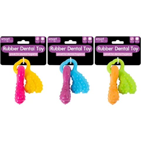 Smart Choice Dental Rubber Dog Toy 9cm Assorted Colours