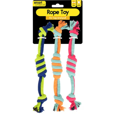 Smart Choice Double Knot Tug-And-Pull Rope Dog Toy 30cm Assorted Colours