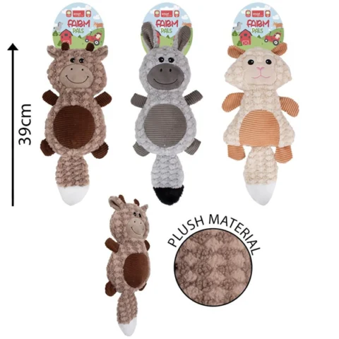 Smart Choice Farm Pals Squeaky Plush Crinkle Animal Dog Toy 39cm Assorted
