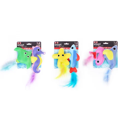 Smart Choice Felt Feather Catnip Ocean Cat Toy 2 Pack Assorted