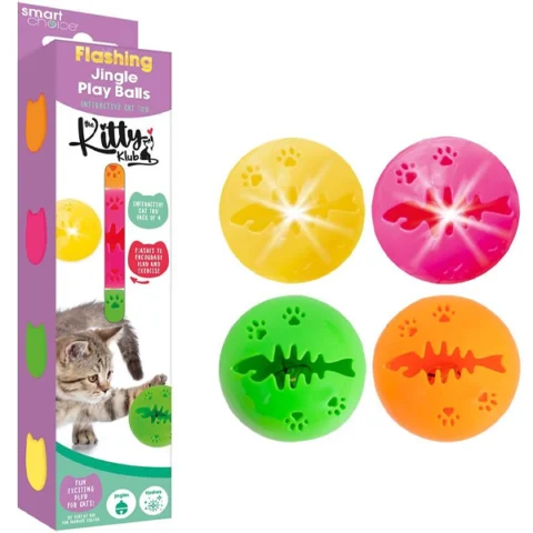 Smart Choice Flashing & Jingling Interactive Cat Play Balls 4 Pack
