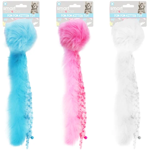 Smart Choice Fluffy Tail Jingle Plush Kitten Toy 30cm Assorted Colours