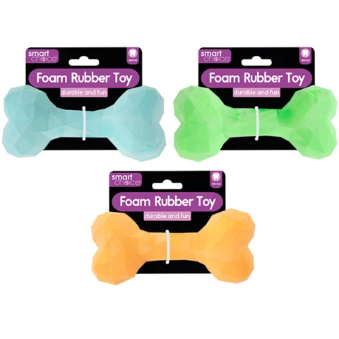 Smart Choice Foam Rubber Bone Dog Toy 16cm Assorted Colours