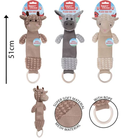 Smart Choice Four Squeaker Plush Long Animal 51cm Dog Toy