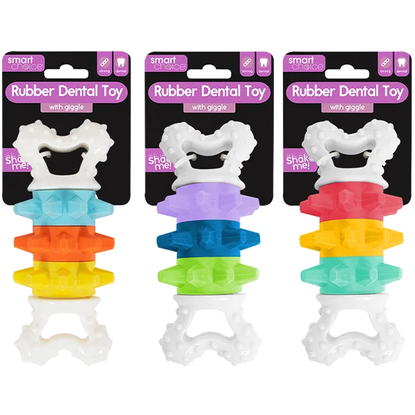 Smart Choice Giggle Noise Dental Dog Toy Assorted Colours
