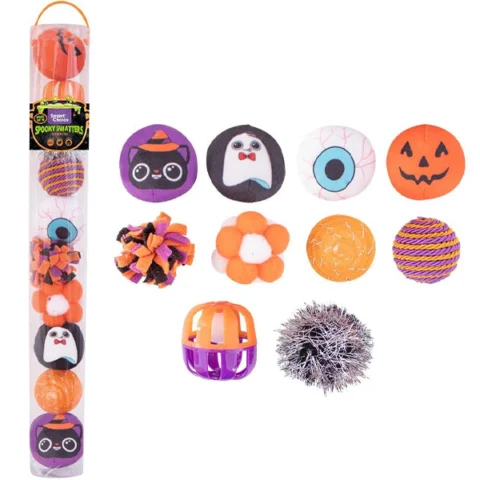 Smart Choice Halloween Assorted Catnip Jingle Spooky Swatters Cat Toys 10 Pack