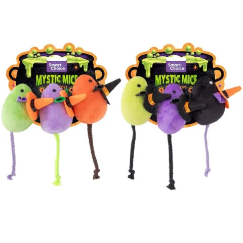 Smart Choice Halloween Catnip Mystic Witch Mice Cat Toys 14cm 3 Pack