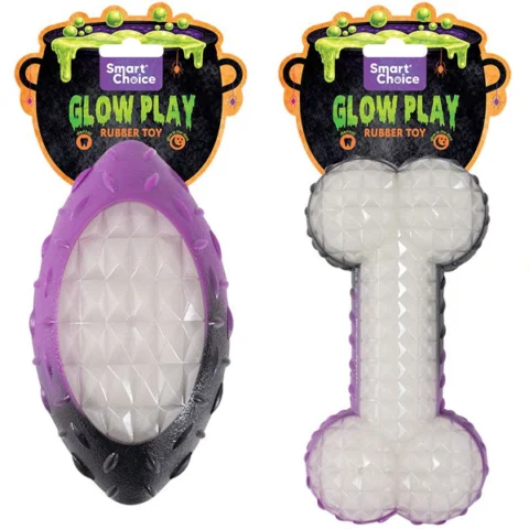 Smart Choice Halloween Glow Rubber Dog Toy 13cm Assorted