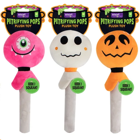 Smart Choice Halloween Plush Squeaky Petrifying Pop Plush Dog Toy 35cm Assorted