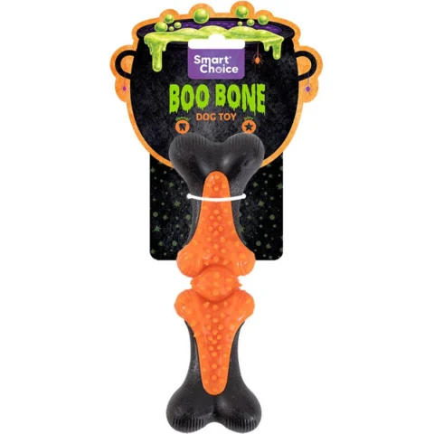 Smart Choice Halloween Rubber & PP Dental Boo Bone Dog Toy 17.5cm