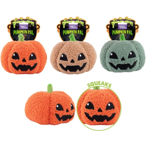 Smart Choice Halloween Squeaky Plush Pumpkin Pal Dog Toy 14cm Assorted Colours