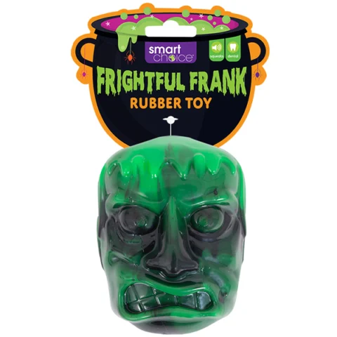 Smart Choice Halloween Squeaky Rubber Frightful Frank Monster Dog Toy 8.5cm