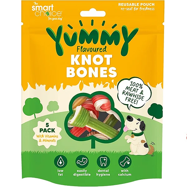 Smart Choice Meat-Free Yummy Knot Bones Dog Treats 5 Pack 160g
