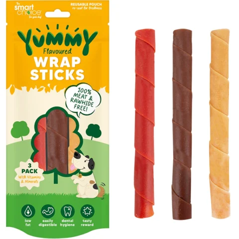 Smart Choice Meat-Free Yummy Wrapped Stick Dog Treat 3 Pack 130g