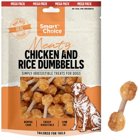 Smart Choice Meaty Chicken & Rice Dumbbells Dog Treats 300g