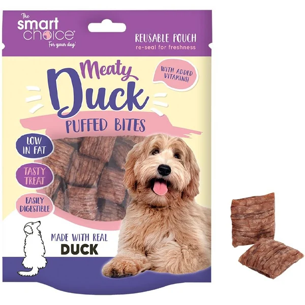 Smart Choice Meaty Duck Puffed Dog Treats 105g
