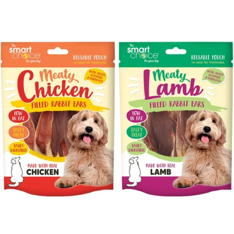 Smart Choice Meaty Filled Rabbit Ear Dog Treats 4 Pack Assorted