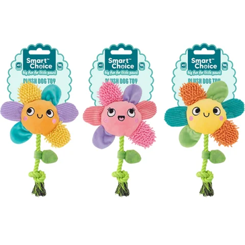 Smart Choice Multi-Texture Plush & Rope Flower Puppy Toy 26cm