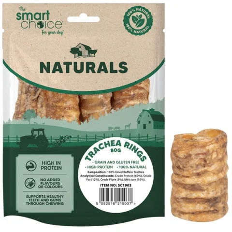 Smart Choice Natural Buffalo Trachea Rings Dog Treats 80g