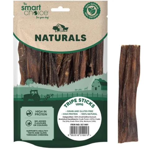 Smart Choice Natural Buffalo Tripe Sticks Dog Treats 100g