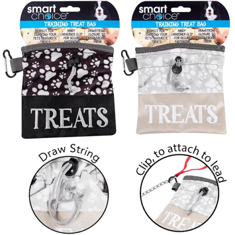Smart Choice Paw Print Training Pet Treat Bag 15cm Assorted Colours