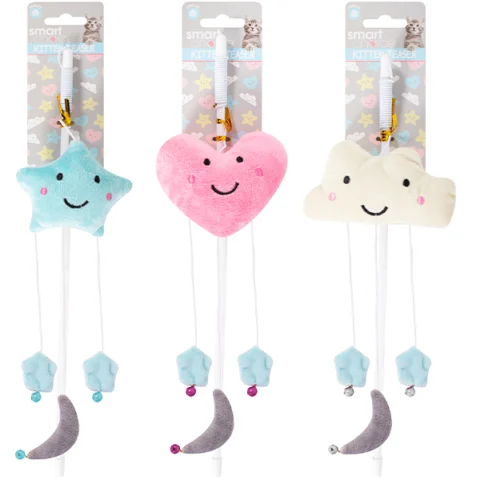 Smart Choice Plush Jingle Wand Kitten Teaser Assorted
