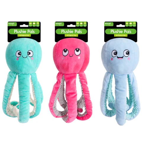 Smart Choice Plush Octopus Dog Toy Assorted Colours