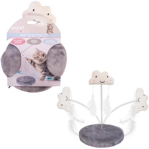 Smart Choice Plush Spring Stand Feather Kitten Toy Assorted Colours