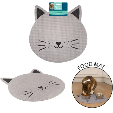 Smart Choice PVC Anti-Slip Cat Head Food Mat 43cm X 42cm