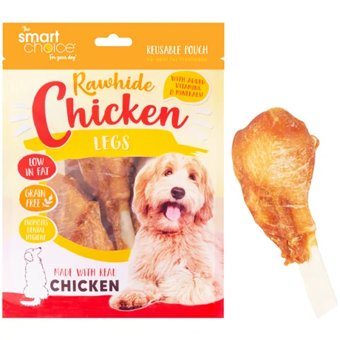 Smart Choice Rawhide Chicken Legs Dog Treats 3 Pack 120g